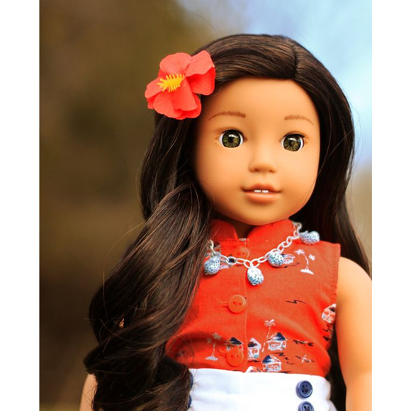 NEW American Girl 18" NANEA DOLL In MEET OUTFIT Necklace Barrette Shoes Book BOX - Picture 5 of 12